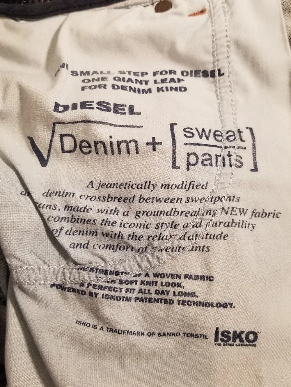 Diesel Industry Krooley Denim Sweat Pants Mens 34x30 Relaxed Straight Tapered